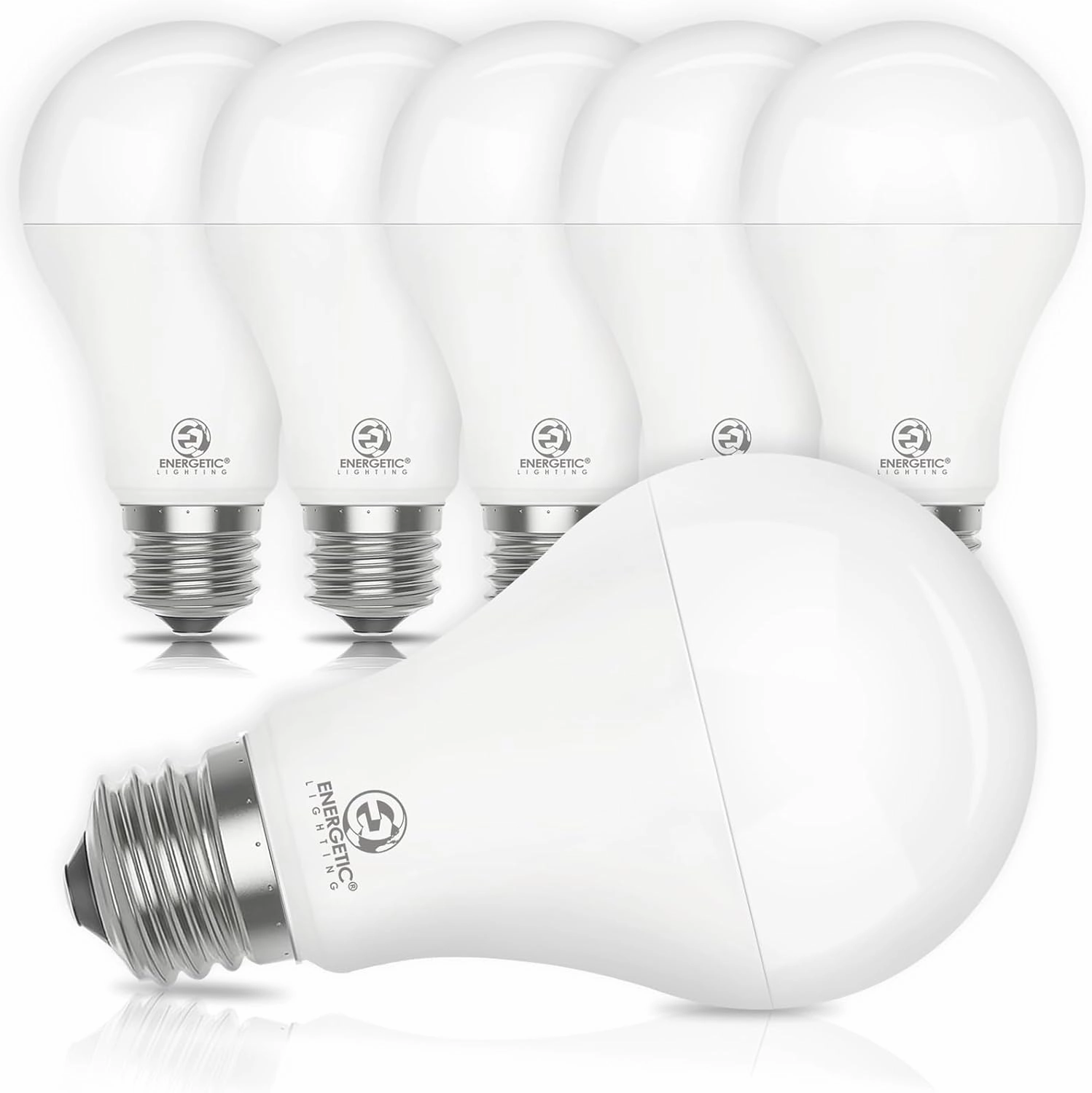 Energetic 6 Pack 150 Watt Light Bulb, 2600LM Super Bright, A21 LED Bulb, Daylight 5000K, High Lumens LED Bulb, Non-Dimmable, E26 Standard Base, Damp Rated, UL Listed