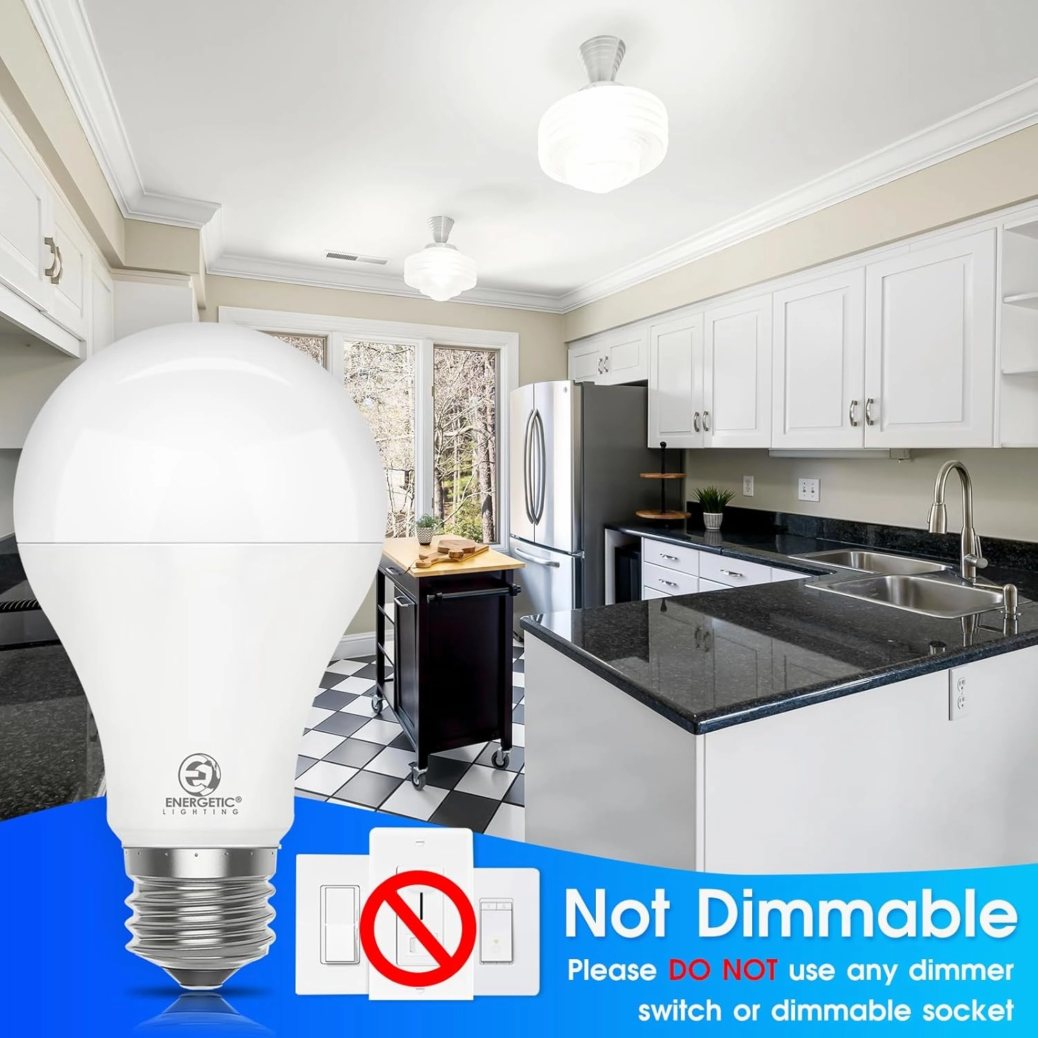 Energetic 6 Pack 150 Watt Light Bulb, 2600LM Super Bright, A21 LED Bulb, Daylight 5000K, High Lumens LED Bulb, Non-Dimmable, E26 Standard Base, Damp Rated, UL Listed