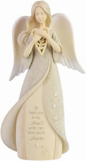 Enesco Foundations Collection Heart Hold You in Heaven Bereavement Angel Figurine- Resin Hand Painted Collectible Decorative Angels Figurines Home Decor Memorial Statue, 8 Inch