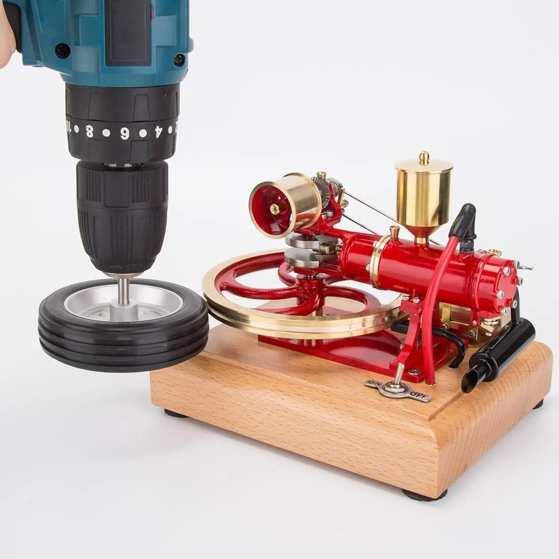 Engine Model Kit, Mini 1.9CC Horizontal Single Cylinder Four-Stroke Internal Combustion Engine Model for Three-Wheelers,Science and Education Gifts for Technology Enthusiasts, Red Version