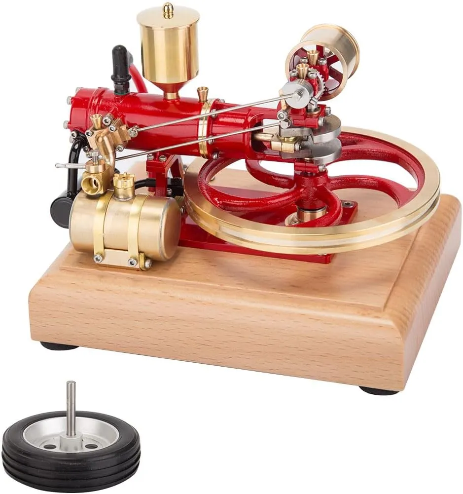 Engine Model Kit, Mini 1.9CC Horizontal Single Cylinder Four-Stroke Internal Combustion Engine Model for Three-Wheelers,Science and Education Gifts for Technology Enthusiasts, Red Version
