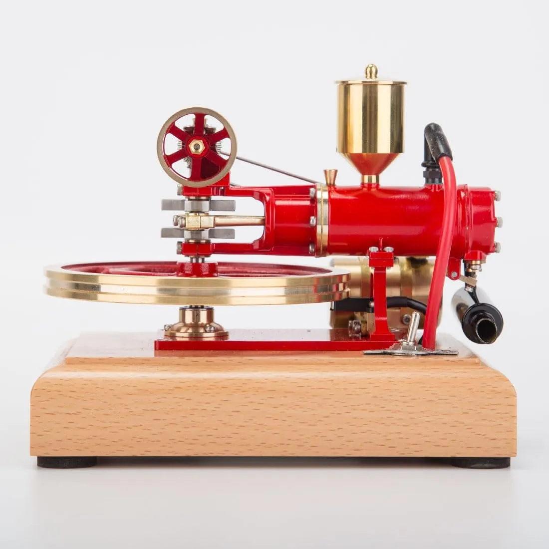 Engine Model Kit, Mini 1.9CC Horizontal Single Cylinder Four-Stroke Internal Combustion Engine Model for Three-Wheelers,Science and Education Gifts for Technology Enthusiasts, Red Version
