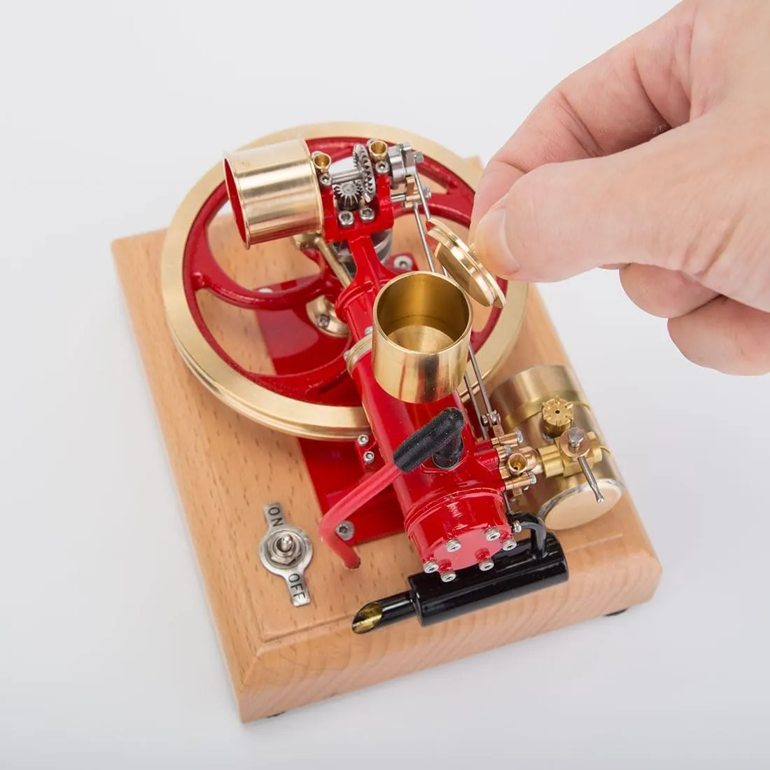 Engine Model Kit, Mini 1.9CC Horizontal Single Cylinder Four-Stroke Internal Combustion Engine Model for Three-Wheelers,Science and Education Gifts for Technology Enthusiasts, Red Version