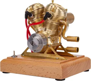 Engine Model Kit That Runs, Mini OHV V-Twin Double-Cylinder Four-Stroke Engine Model for Motorcycle, Physics Science Experiment for Adult