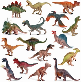 EOIVSH 16pcs Dinosaur Figures for Boys, Realistic Jurassic Toys for Kids 3-5, Cake Topper Mini Figurines Set