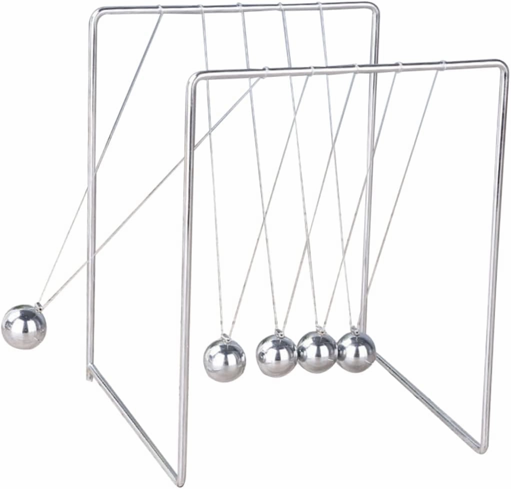 ERINGOGO Cradle Chrome Adornment Square Desktop Adornment Dynamics Experiment Tool Home Decor Boys and Girls Spinning Desk Toy Steel Balance Toy