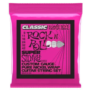 Ernie Ball Super Slinky Classic Rock n Roll Pure Nickel Wrap Electric Guitar Strings Set - 9-42