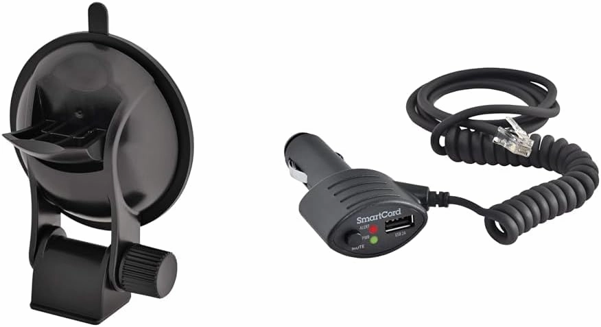 Escort EZ Mag Mount - StickyCup Silicon Suction Cup (Black) & SmartCord USB, Half Straight Half Coiled Cord with USB Port for Charging