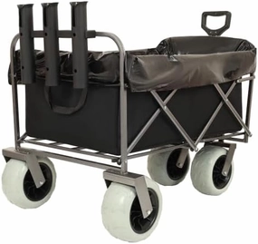 ESPIDOO Fishing Cart with Rod Holders: All-Terrain Beach Wagon with 9" Pneumatic Tires for Sand & Camping - 500lbs Capacity Steel Frame Utility Cart for Anglers & Outdoor Enthusiasts