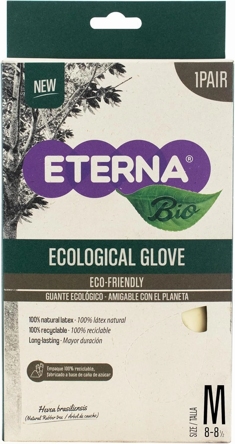 ETERNA Ecological Gloves, Gloves for Kitchen and Household Cleaning, Excelent Grip, Eco-Friendly, 100% Natural, Size M, 1.90 Oz (Pack of 3)