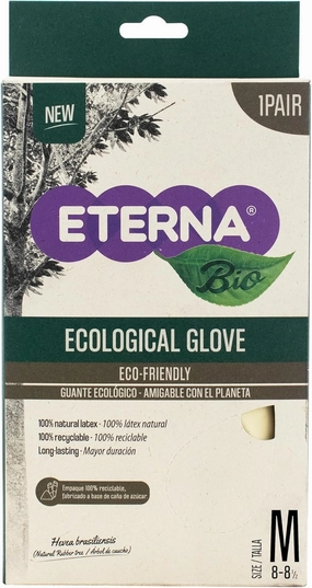 ETERNA Ecological Gloves, Gloves for Kitchen and Household Cleaning, Excelent Grip, Eco-Friendly, 100% Natural, Size M, 1.90 Oz (Pack of 3)