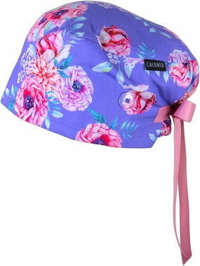 Euro Style Scrub Cap for Women & Men with Ribbon Ties & Buttons, Head Cover for Long or Short Hair