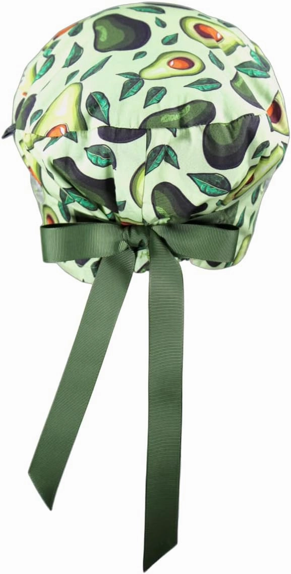 Euro Style Scrub Cap for Women & Men with Ribbon Ties & Buttons, Head Cover for Long or Short Hair
