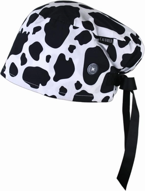 Euro Style Scrub Cap for Women & Men with Ribbon Ties & Buttons, Head Cover for Long or Short Hair