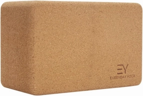 Everyday Yoga Premium Cork Block - Natural Cork, Improve Strength, Flexibility with Soft Brick Workout Handstand, (Single)