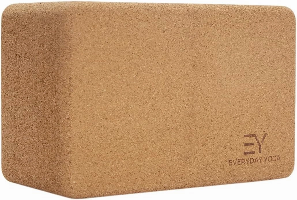 Everyday Yoga Premium Cork Block - Natural Cork, Improve Strength, Flexibility with Soft Brick Workout Handstand, (Single)