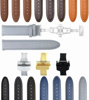 Ewatchparts 18-19-20-22-24mm Leather Watch Band Strap Smooth Compatible With Citizen Eco Drive Watch