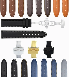 Ewatchparts 18-19-20-22-24mm Leather Watch Band Strap Smooth Compatible With Citizen Eco Drive Watch