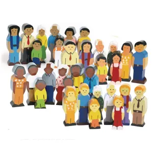 Excellerations Multicultural Wooden Block Play Families, Set of 32, Preschool Educational Toys, Social Emotional Learning, Ages 3 Years and Up (Item # MYFAMILY)