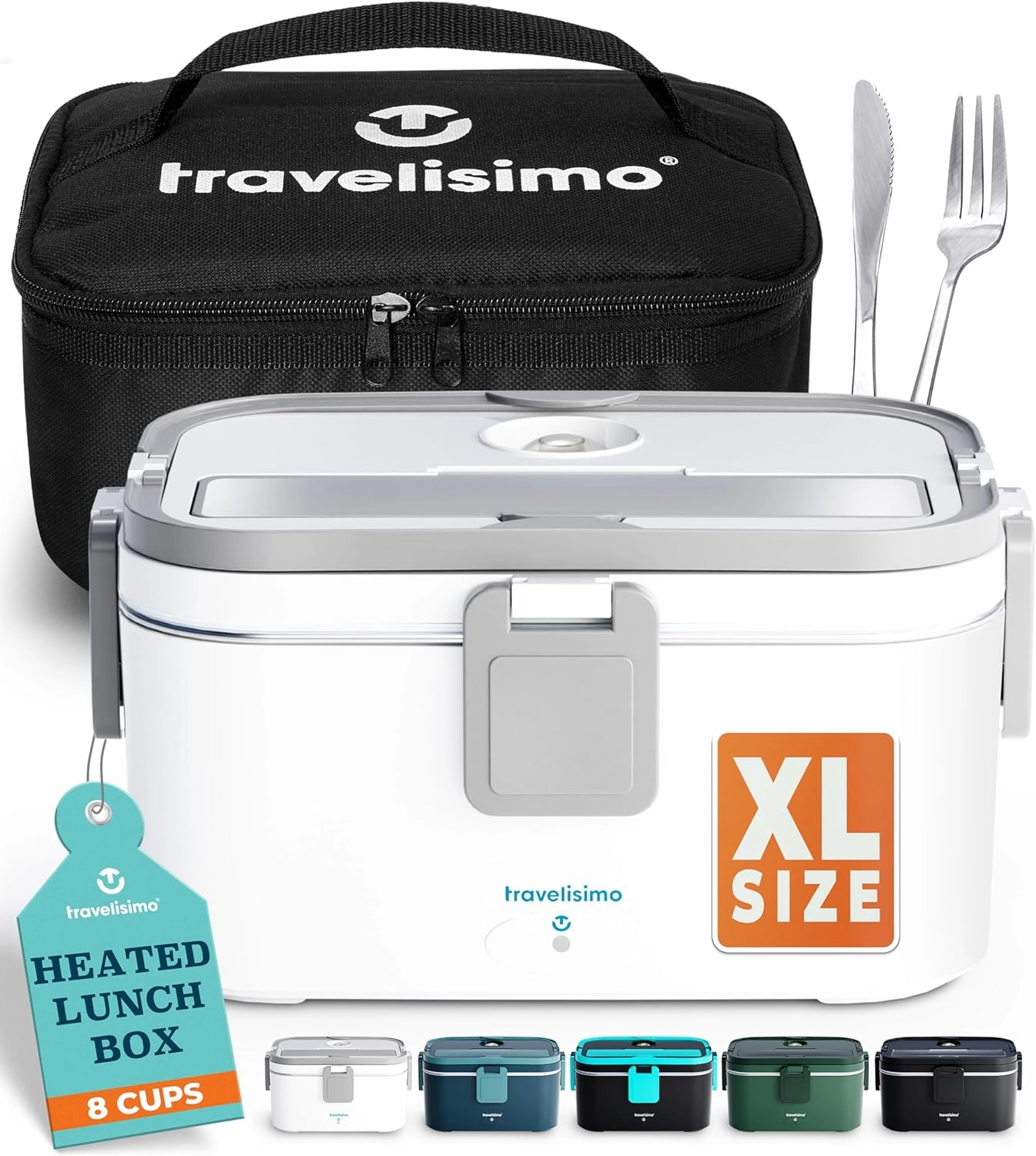 Extra-Large Electric Lunch Box for Adults Holds up to 8 Cups - 80W Heated Lunch Box 1.8L Portable Food Warmer, Heatable Lunchbox for Car Truck, Work - Loncheras para Hombres de Trabajo