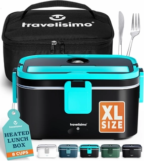 Extra-Large Electric Lunch Box for Adults Holds up to 8 Cups - 80W Heated Lunch Box 1.8L Portable Food Warmer, Heatable Lunchbox for Car Truck, Work - Loncheras para Hombres de Trabajo