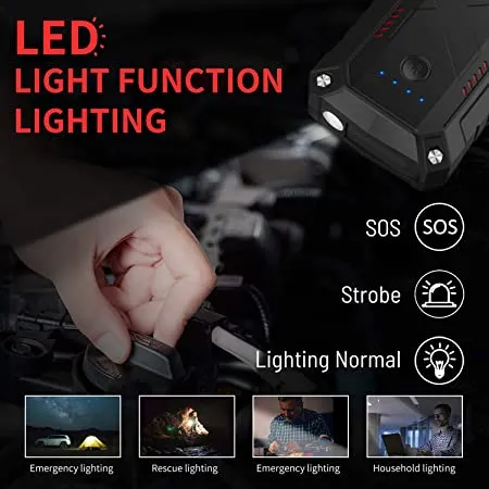 FCONEGY 2200A Peak 25000mAh Portable Power Bank 12V Car Jump Battery Starter - with USB QC3.0 Smart Safety Jumper Clamps (up to 8.0L car 7.0L Diesel Engines)
