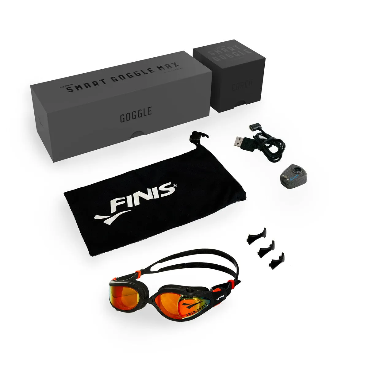 FINIS Smart Goggle Max Swim Kit | Smart Goggle Max with Digital In-Goggle Display and Fitness Tracking