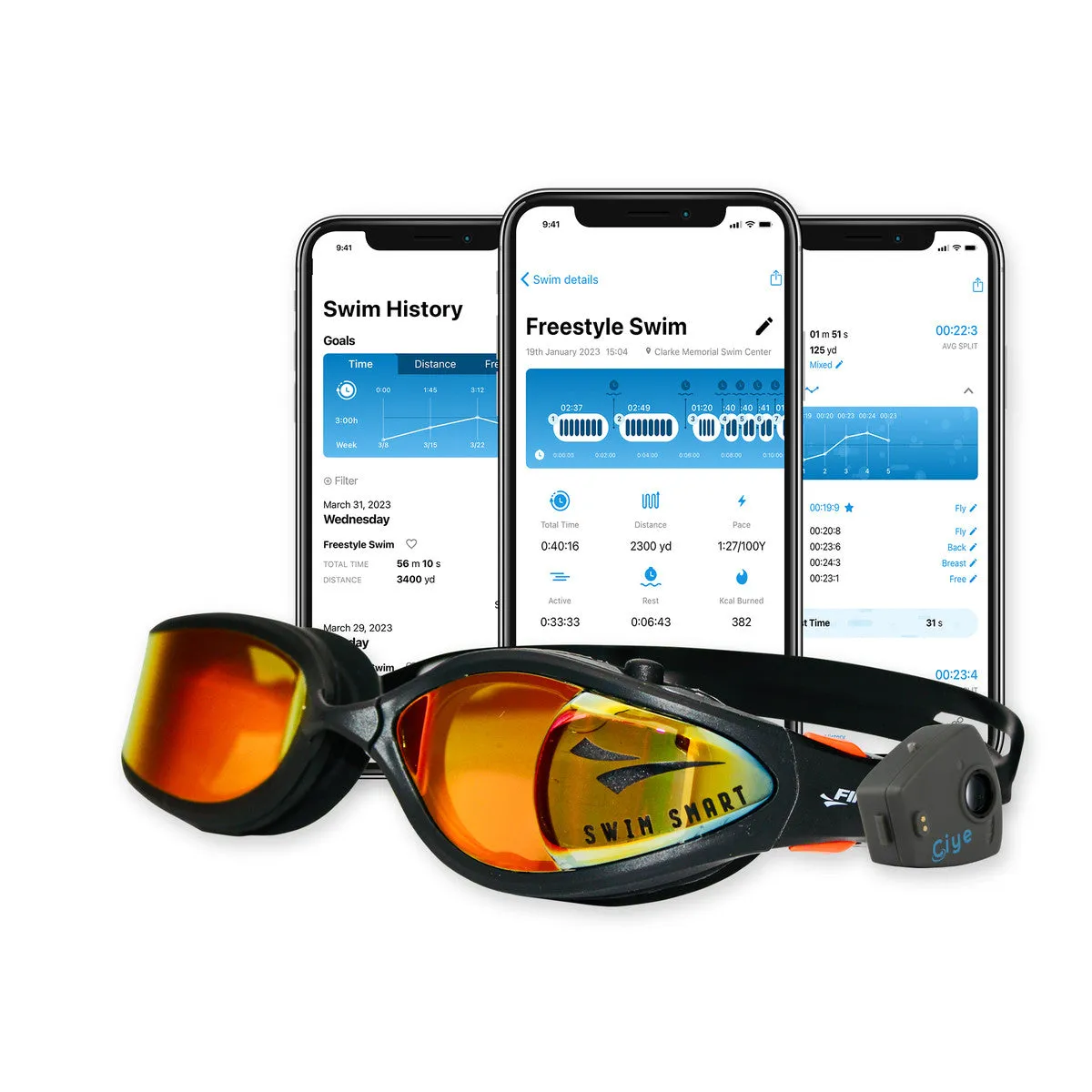 FINIS Smart Goggle Max Swim Kit | Smart Goggle Max with Digital In-Goggle Display and Fitness Tracking