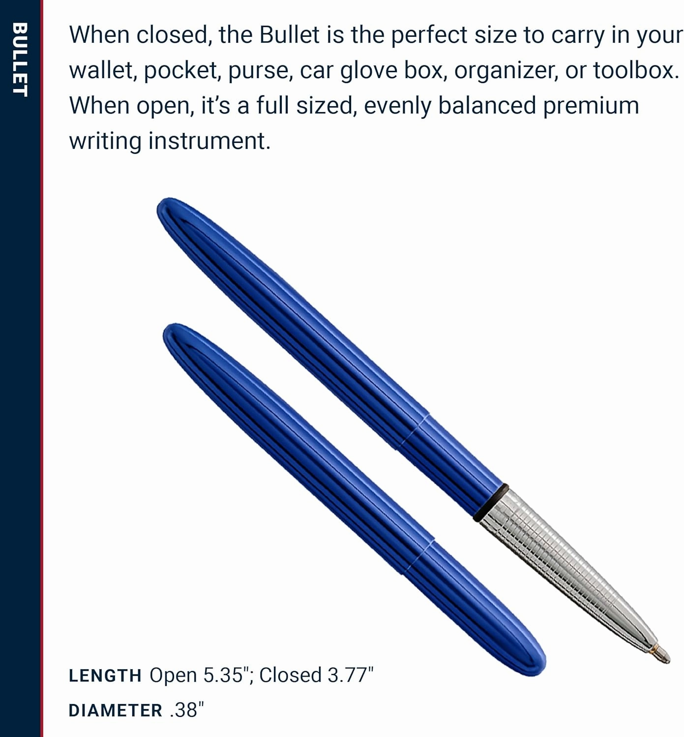 Fisher Space Pen Bullet Pen, Ballpoint, Blueberry, Brass, Black Ink, Gift Box