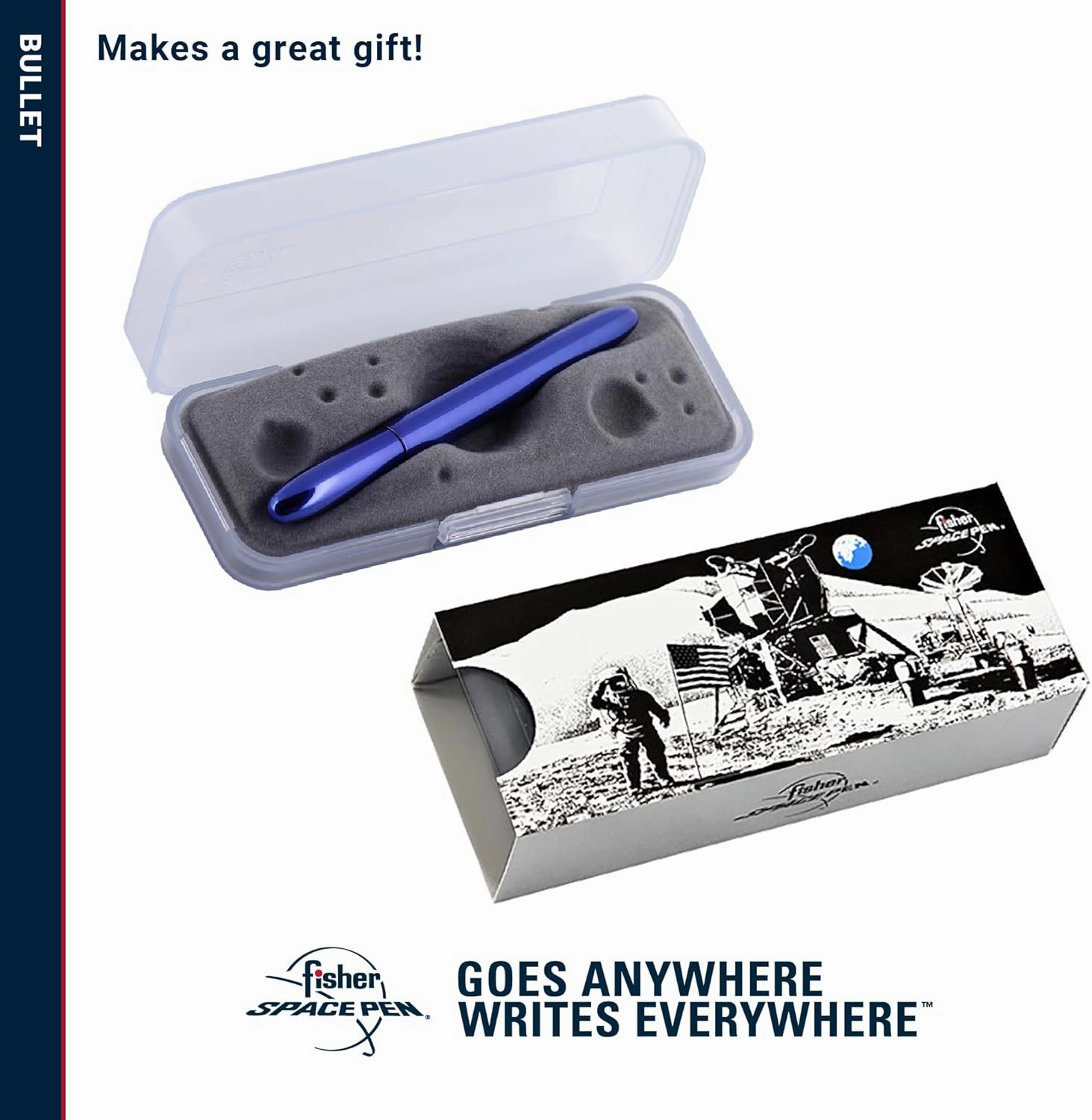 Fisher Space Pen Bullet Pen, Ballpoint, Blueberry, Brass, Black Ink, Gift Box