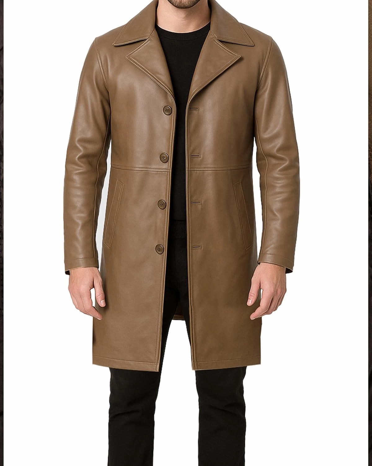 fjackets Leather Car Coats For Men – ¾ Length Real Lambskin Mens Fashion Brown & Black Leather Jacket Men