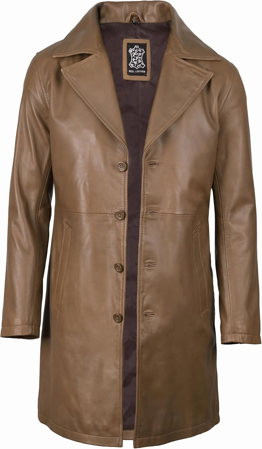 fjackets Leather Car Coats For Men – ¾ Length Real Lambskin Mens Fashion Brown & Black Leather Jacket Men