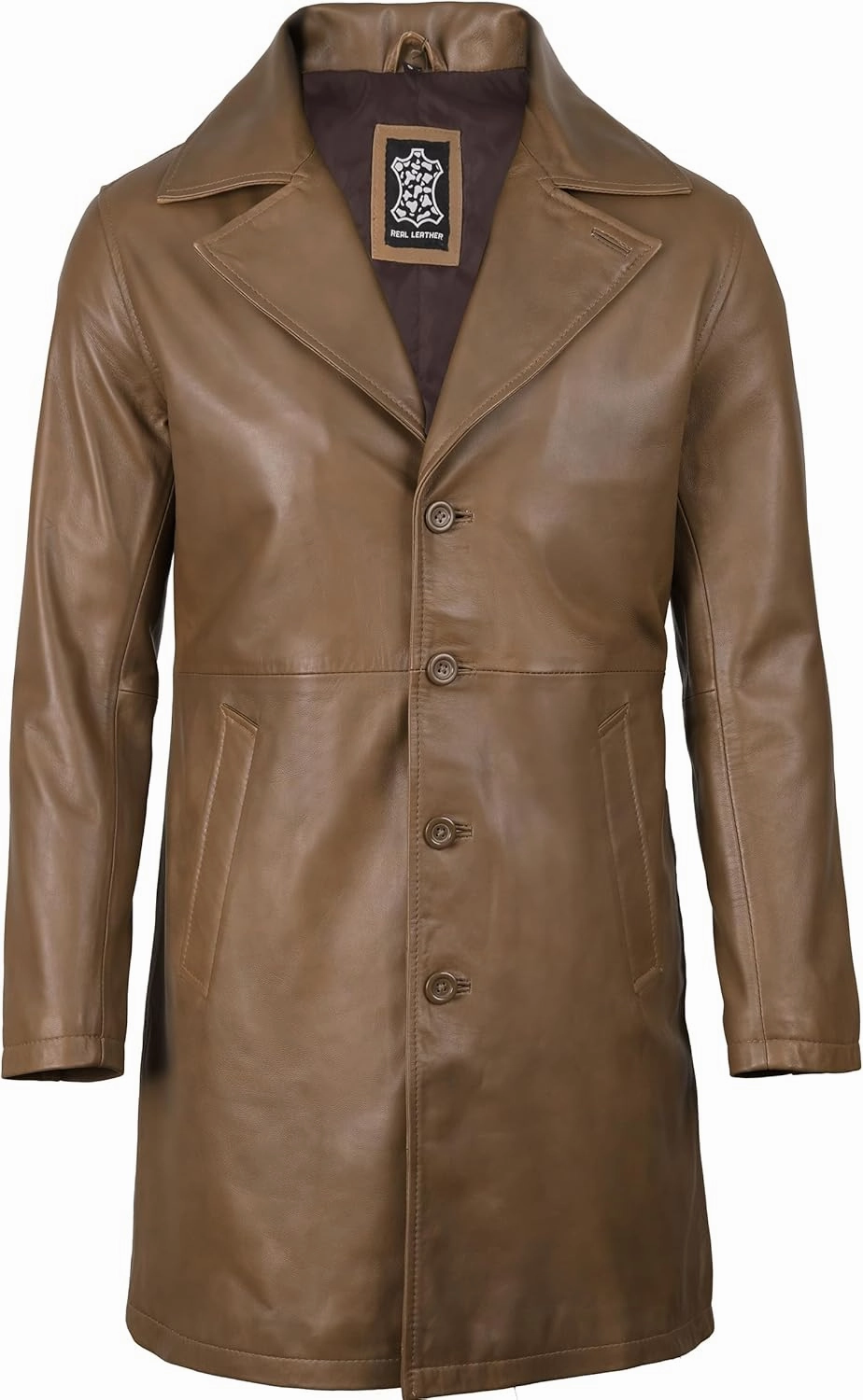 fjackets Leather Car Coats For Men – ¾ Length Real Lambskin Mens Fashion Brown & Black Leather Jacket Men