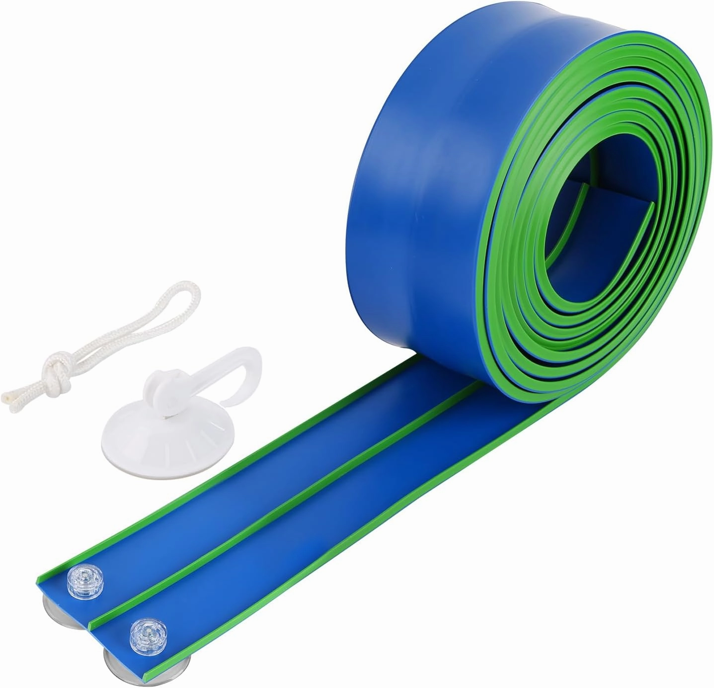 Flexible Race Car Track 15 Ft Starter Set with Suction Cups Compatible with Hot Wheels and Diecast 1/64th Car for Ages 3 & Up Classic Long Rolls Up Portable Racetrack (Blue&Green)