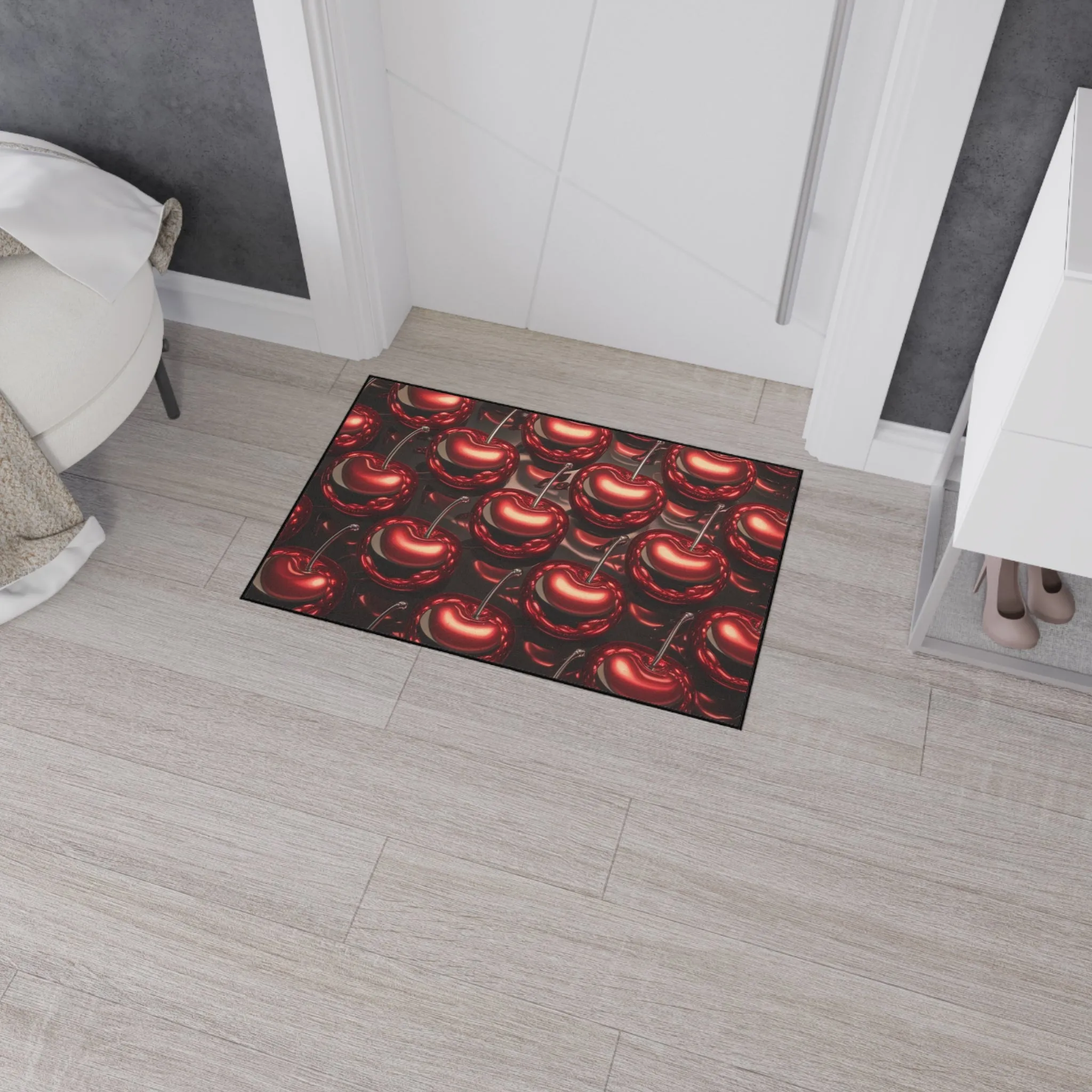 Floor Mat - Shiny Red Cherries Design