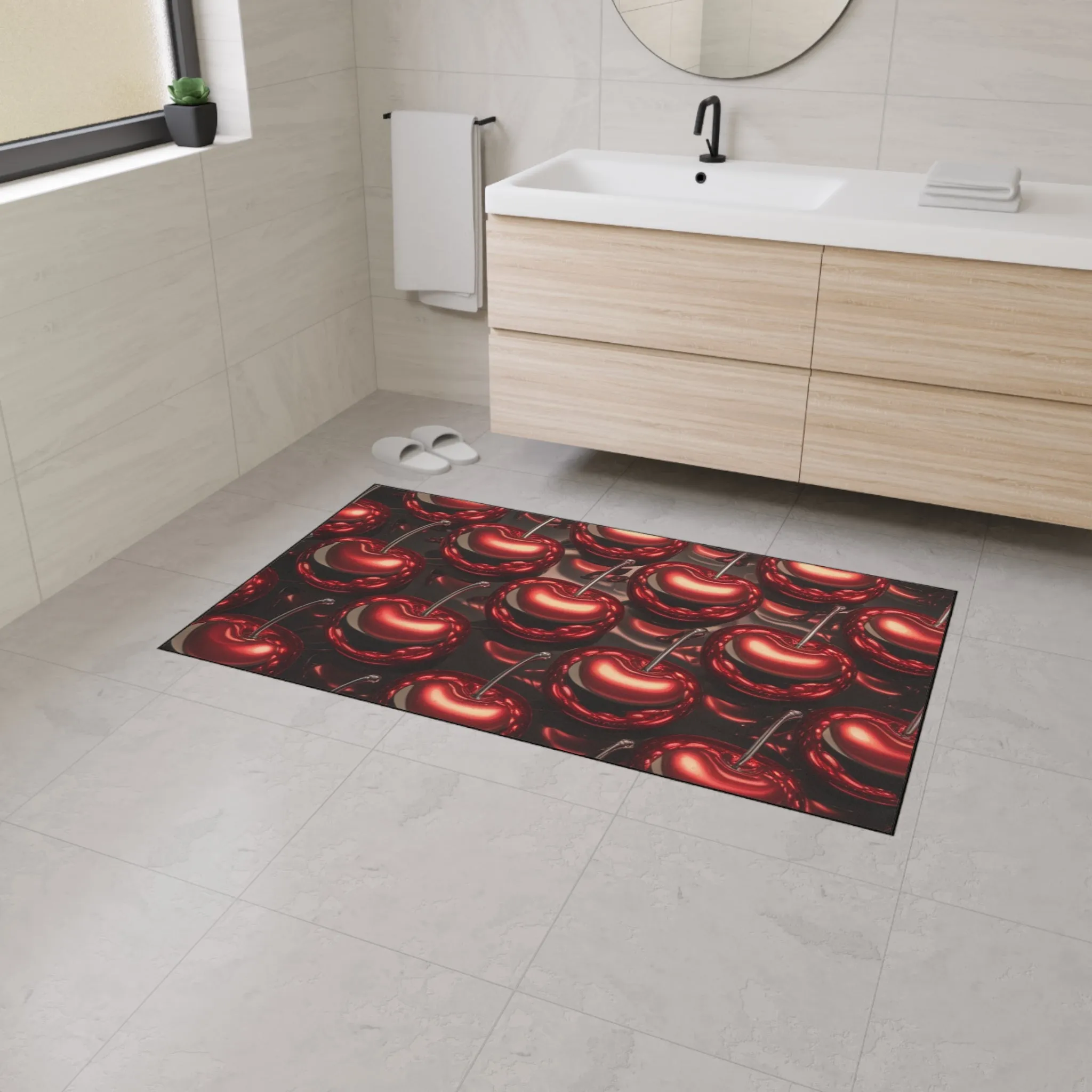 Floor Mat - Shiny Red Cherries Design