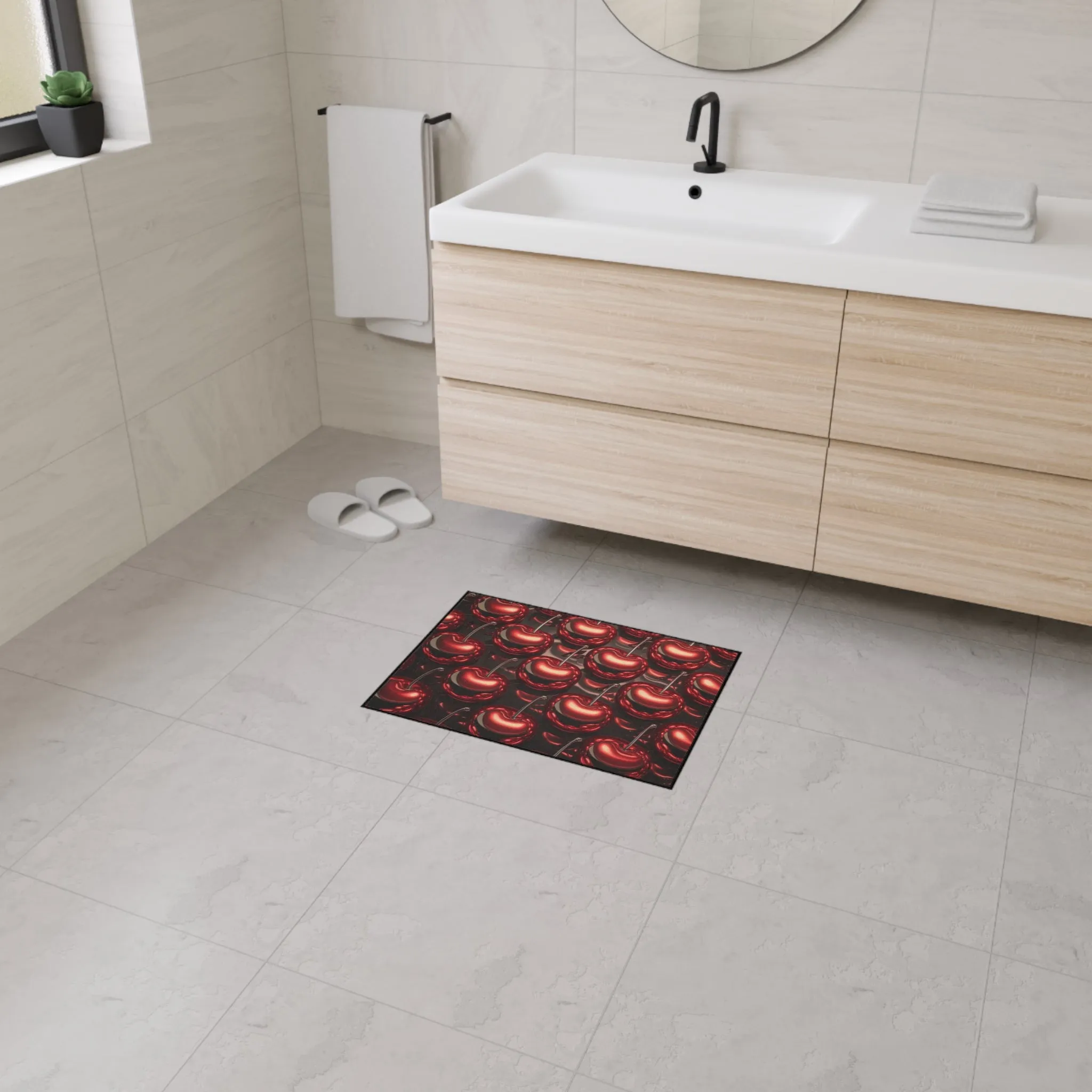 Floor Mat - Shiny Red Cherries Design