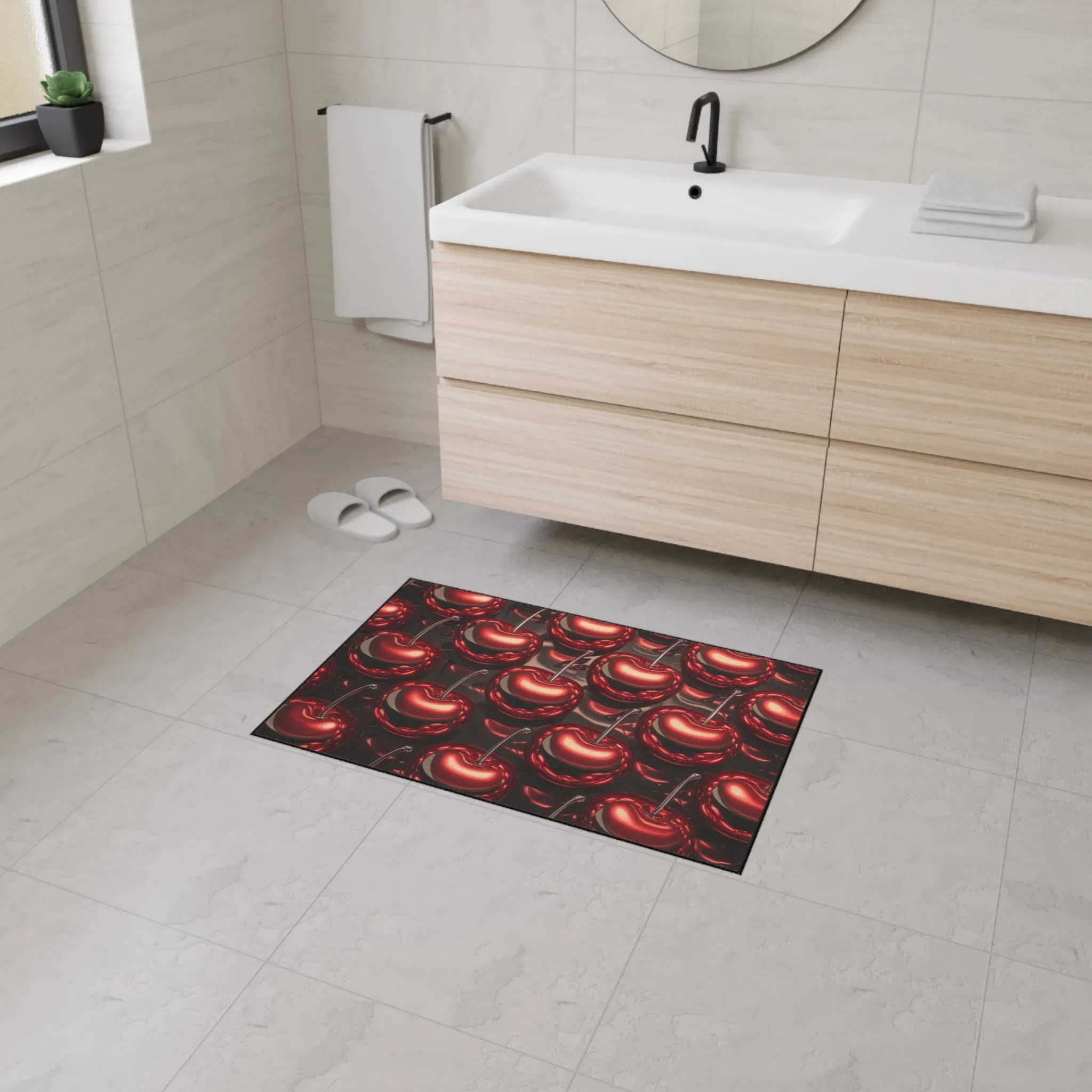 Floor Mat - Shiny Red Cherries Design