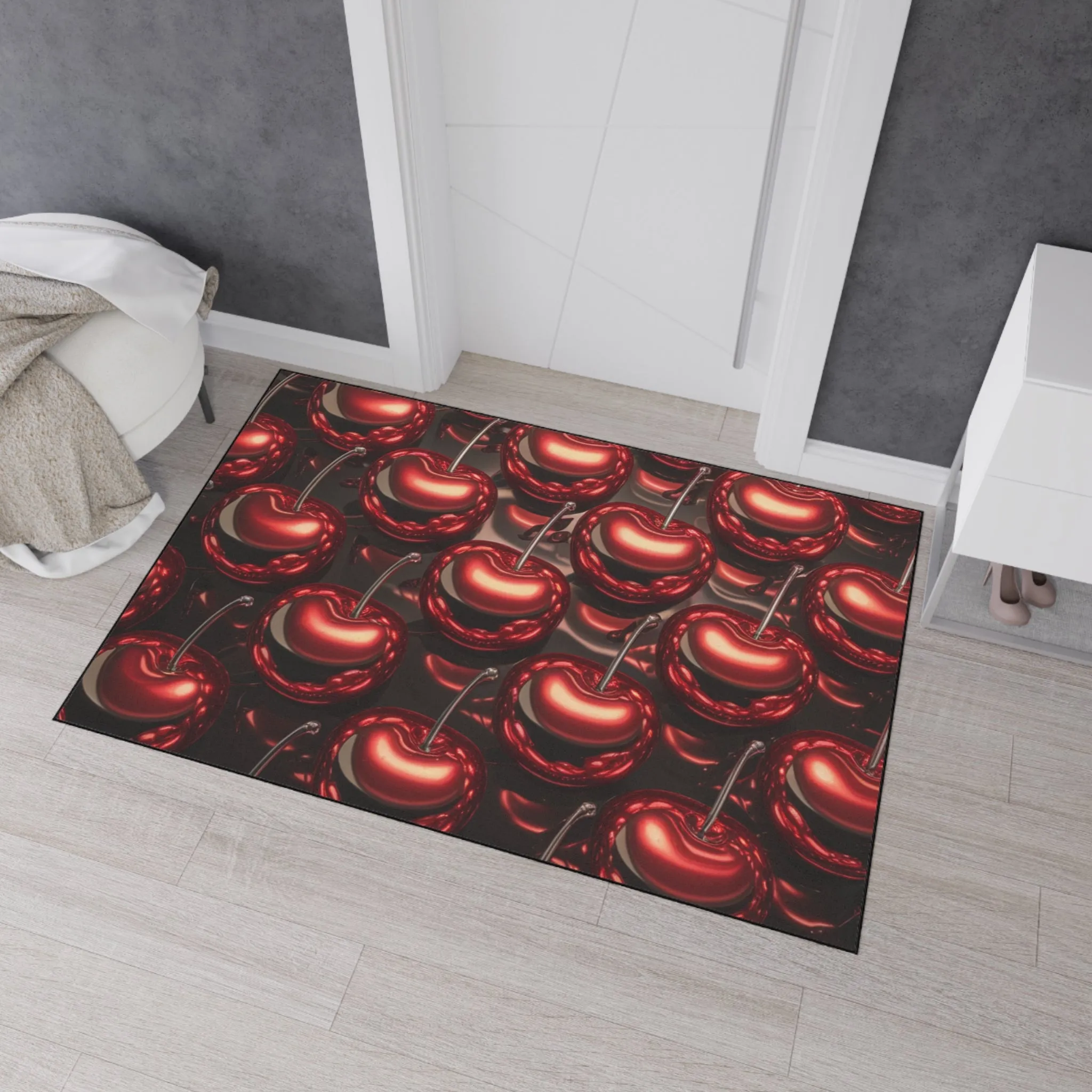 Floor Mat - Shiny Red Cherries Design