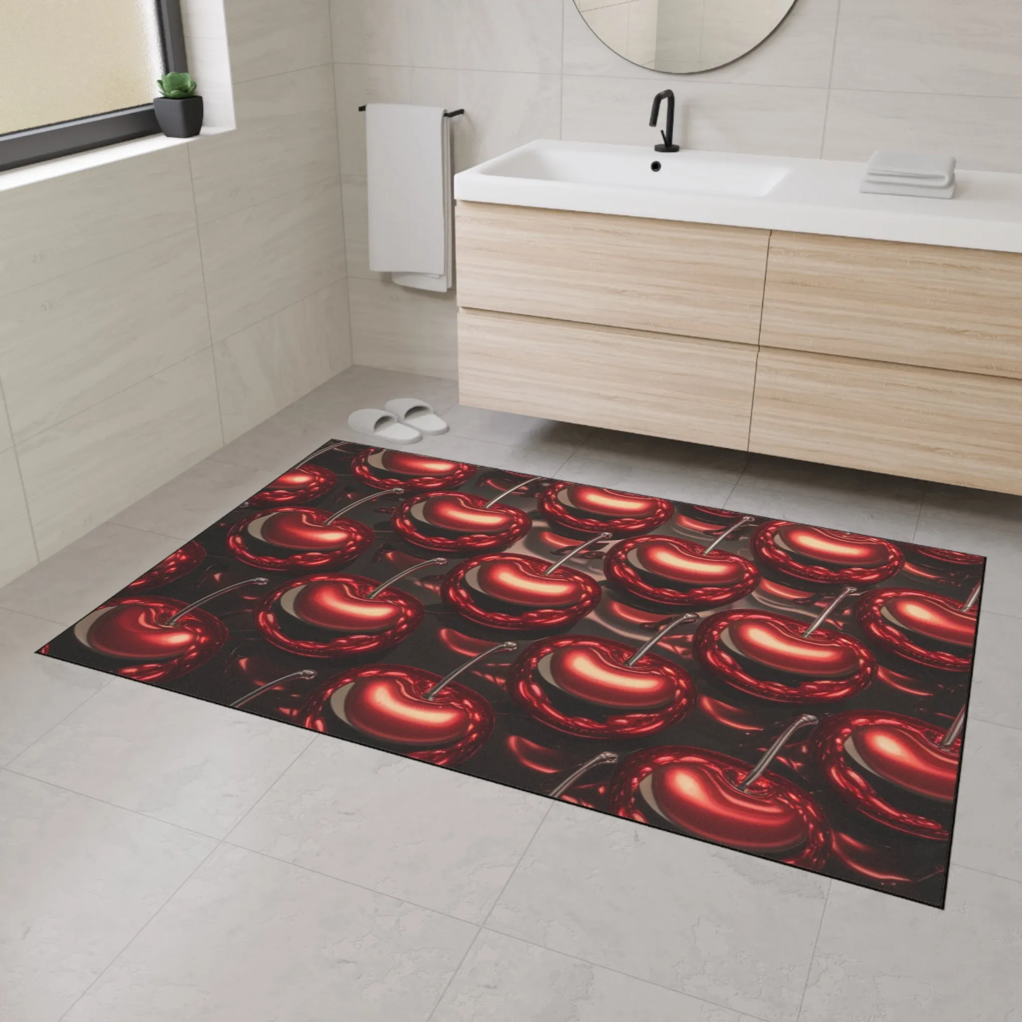 Floor Mat - Shiny Red Cherries Design