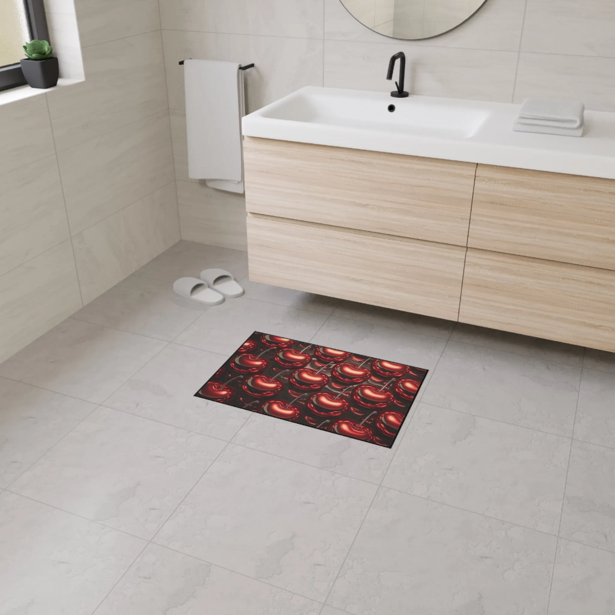 Floor Mat - Shiny Red Cherries Design