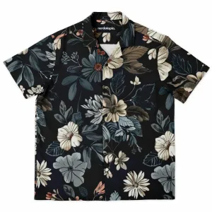 Floral Navy Spread Collar Short Sleeve Shirt