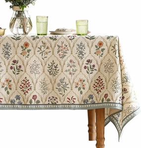 Floral Tablecloth for Rectangular Tables,Linen Table Cloth with Colorful Flowers Pattern,Heavy Durable Table Cover for Dining Thanksgiving Kitchen Decor Party Banquet Christmas,55"*71"