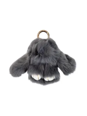 FLUFFY BUNNY BAG CHARM GREY