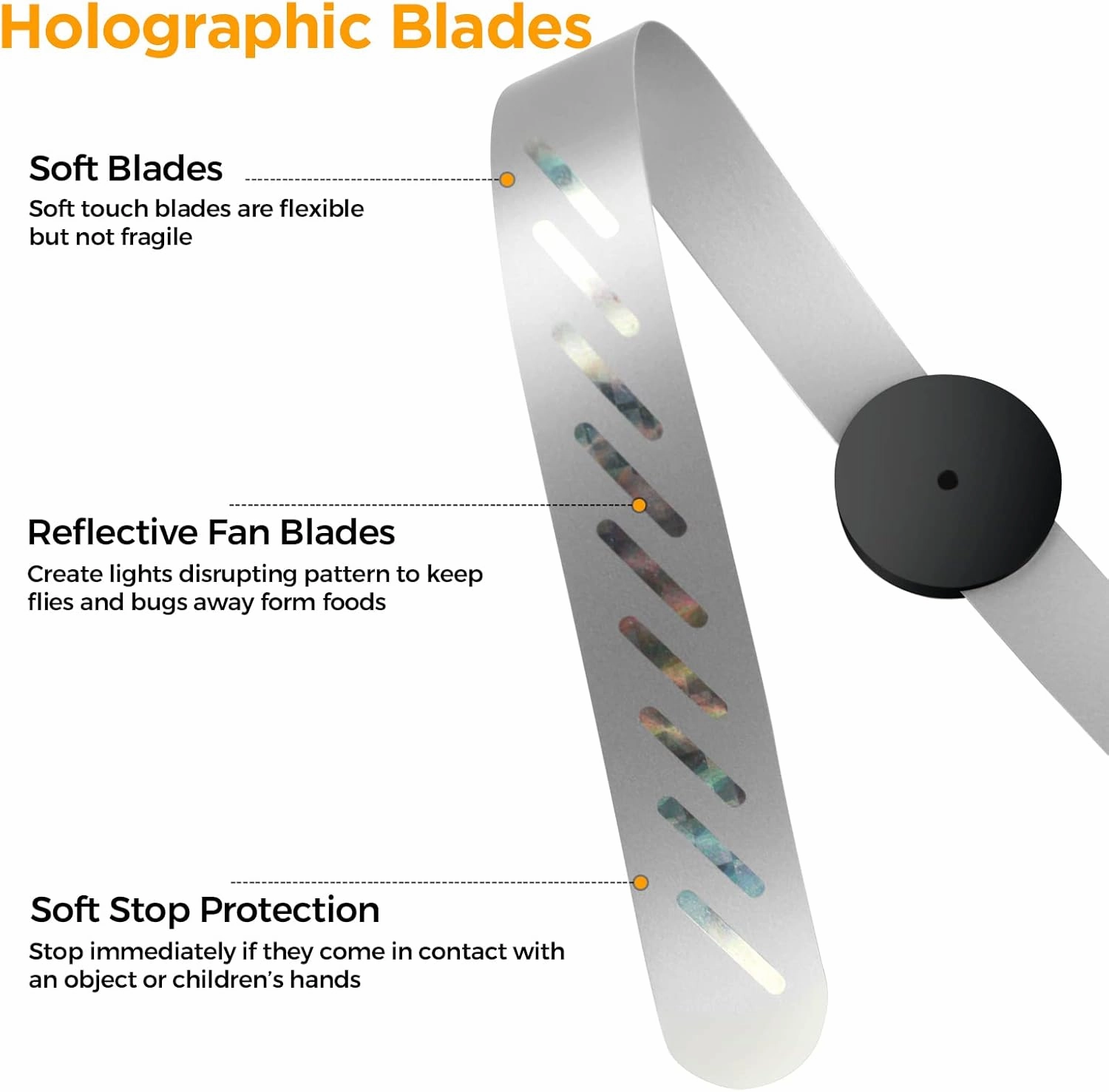 Fly Fans for Tables, Fly Repellent Fan Indoor Outdoor with Holographic Blades,4 Pack Batteries Powered for Picnic, Party, Restaurant, Kitchen, and BBQ