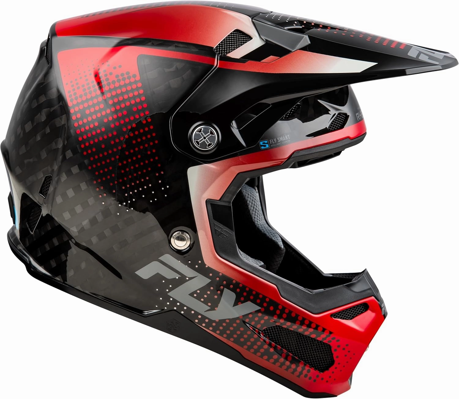 Fly Racing Adult Formula S Carbon Protocol Helmet, DOT/FMVSS 218 Approved (Black Carbon/Red, X-Small)