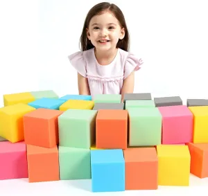 Foam Pit Cubes Blocks - 48PCS Sponge Form Cubes for Foam Ball Pits, Gymnastics, Freerunning and Parkour Courses, Skateboard Parks, BMX, Trampoline Arenas-Colorful(5" x 5" x 5")