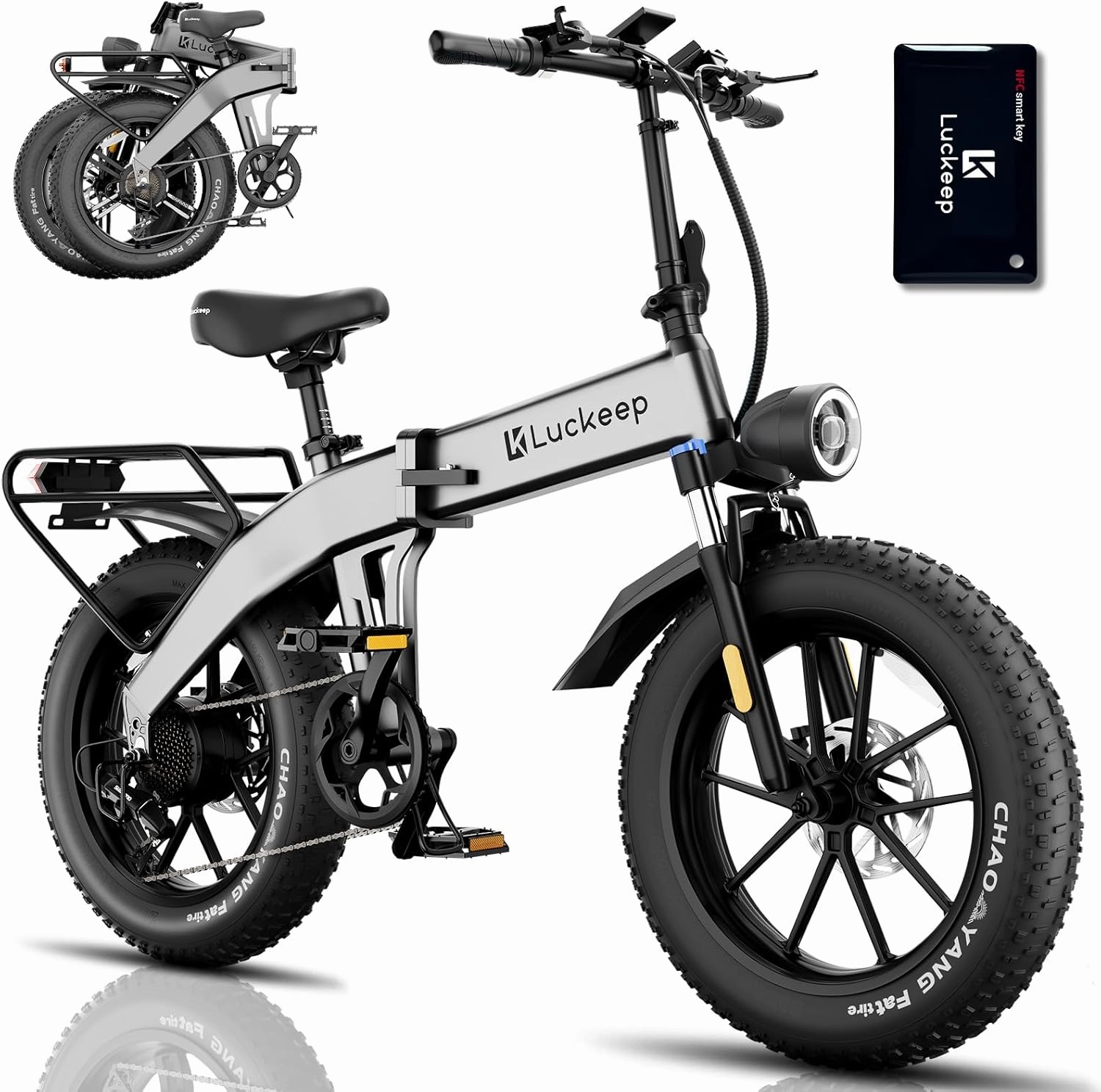 Folding Electric Bike for Adults 1500W Peak Motor, 28MPH 60 Miles,720WH Battery 20" x 4.0" Fat Tire Foldable Ebike Commute with NFC/Anti-Theft/Hydraulic Brakes,UL Certified Electric Bicycle