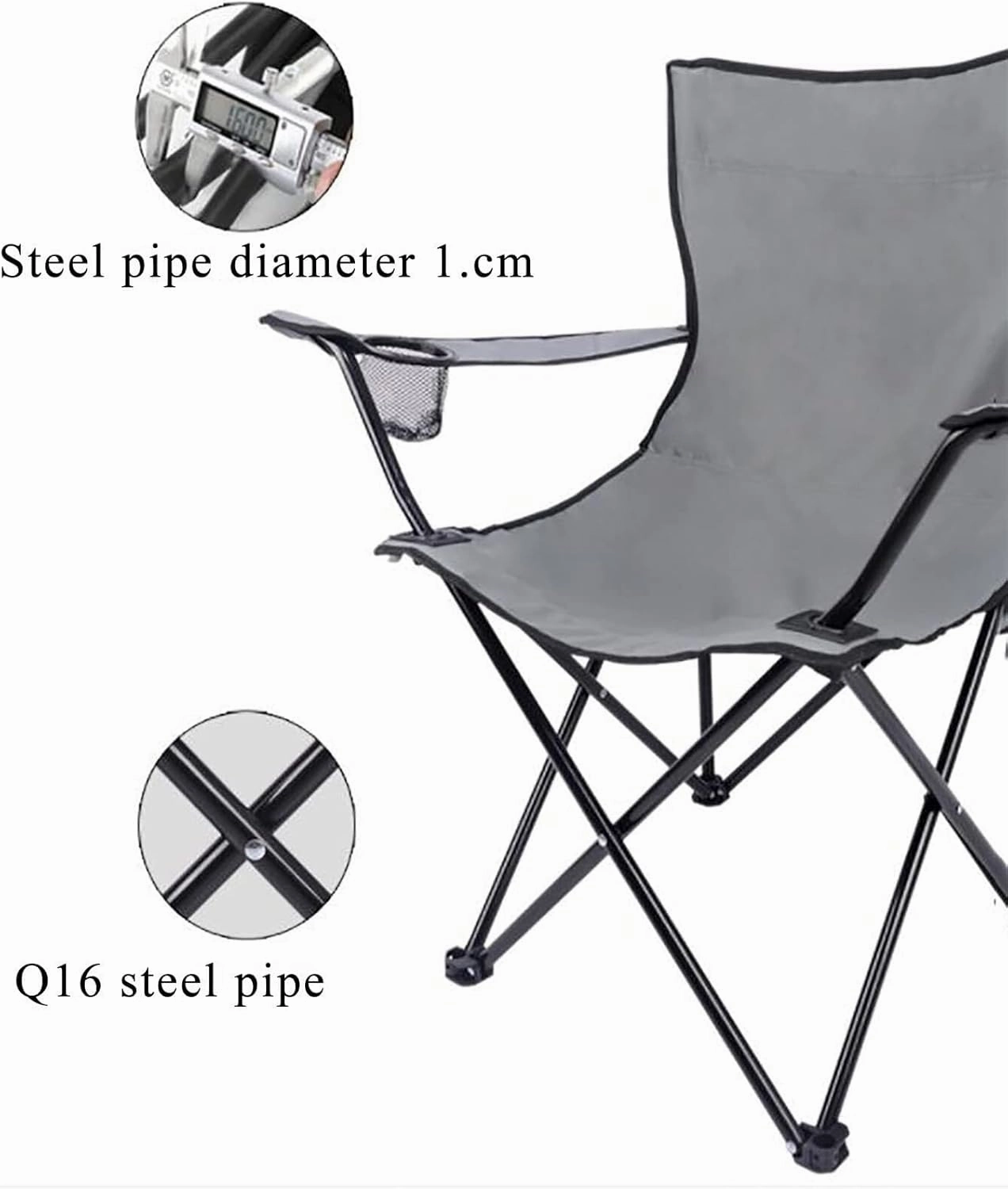 Folding Lawn Chair Folding Camping Chairs with Steel, Portable Camp and Sports Chair Heavy Duty for Adults Folding Chair(B)