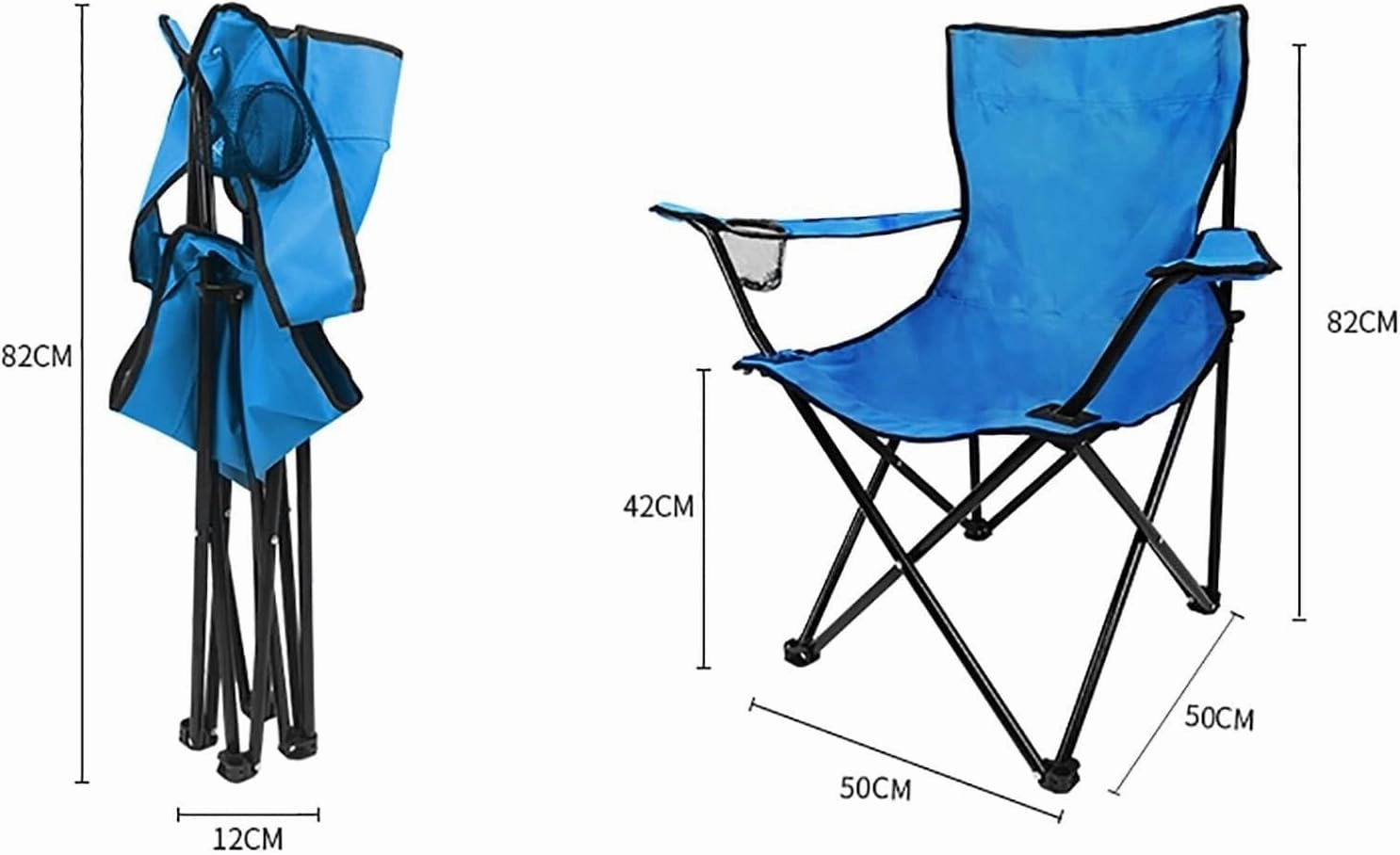 Folding Lawn Chair Folding Camping Chairs with Steel, Portable Camp and Sports Chair Heavy Duty for Adults Folding Chair(B)